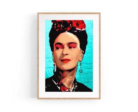 Frida Kahlo Pop Art Fashion Wall Art Natural Timber Frame Paper