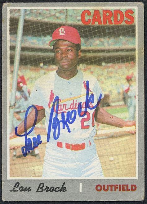 (national baseball hall of fame). Lou Brock Signed 1970 Topps #330 Baseball Card (PA COA) | Pristine Auction