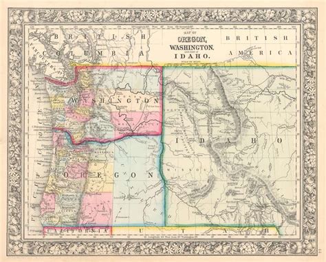 Map Of Oregon Washington And Part Of Idaho Geographicus Rare