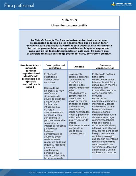 Act 8 Ética Profesional GuÍa No 3 Lineamientos Para Cartilla La Guía