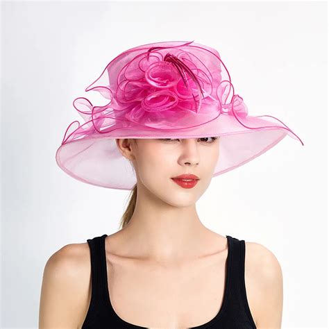 Buy Ladies Fancy Organza Church Hat With Feathers