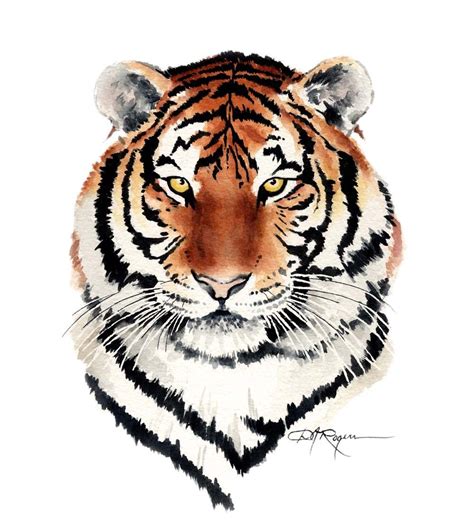 TIGER Watercolor Painting ART Print Signed By By K9artgallery