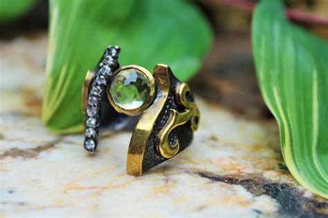 Bora Sterling Silver And Bronze Free Form Ring With Stones Freeform
