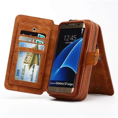 Multifunctional Detachable Zipper Wallet Case For Samsung Galaxy S7 S7edge Pu Leather Flip