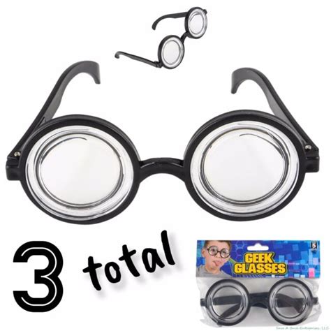 3 Nerd Glasses Round Bubbles Glasses Bug Eyes Specs Coke Bottle Costume Goggle Ebay