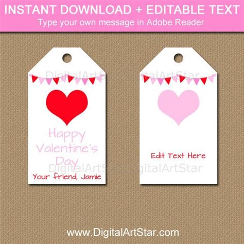Regular paper works, but i suggest card stock or glossy photo paper. Valentines Day Tag Template Valentine Hearts Tags PRINTABLE