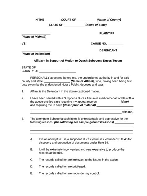 Motion Quash Subpoena Sample Form Fill Out And Sign Printable Pdf