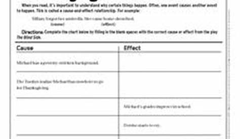 identifying cause and effect worksheet