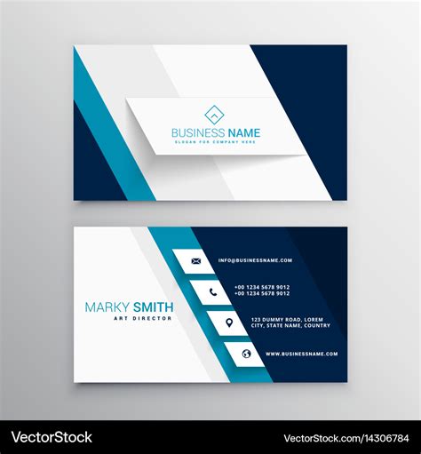 Modern Blue And White Business Card Template Vector Image