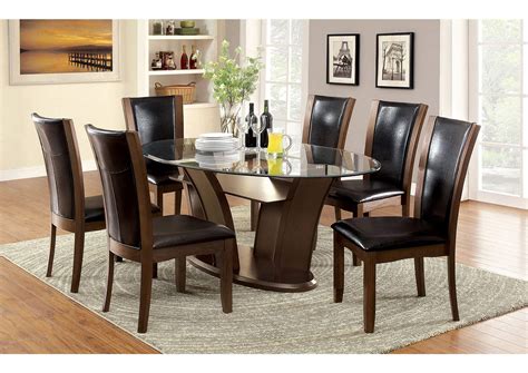 Manhattan L Oval Glass Top Dining Table W4 Side Chairs Furniture Ville