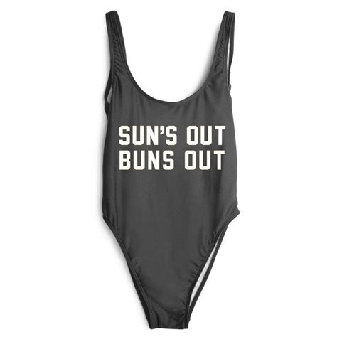 Suns Out Buns Out Women Bathing Suit 2018 Yellow Sexy Funny Letter