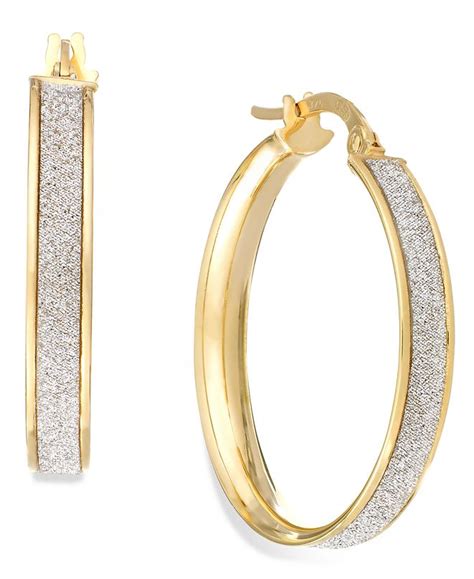 Italian Gold Glitter Hoop Earrings In 14k Gold 20mm And Reviews