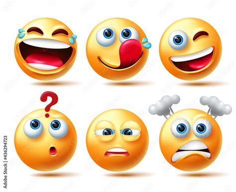 Fotomural Smileys Emoticon Vector Set Emoticons 3d Smiley Characters