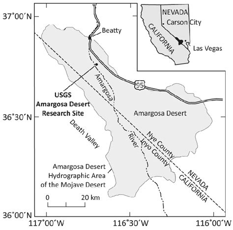 Location Of The Amargosa Desert Research Site Adrs Near Beatty Nv