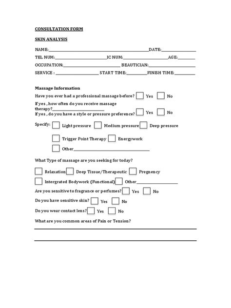 consultation form pdf massage therapy