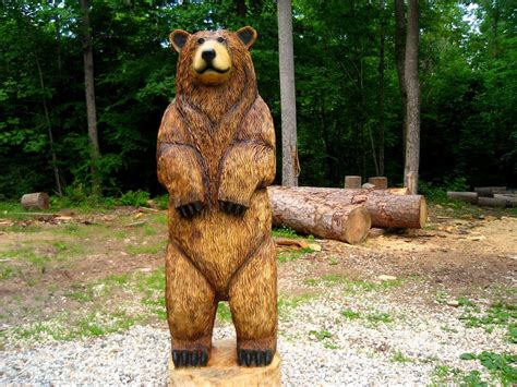 6 Foot Brown Bear Chainsaw Wood Sculpture By Sleepyhollowartists