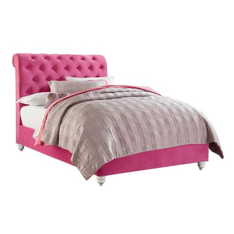 Gabby Youth Full Bed Pink In 2021 Bed Upholstered Panel Bed Kids