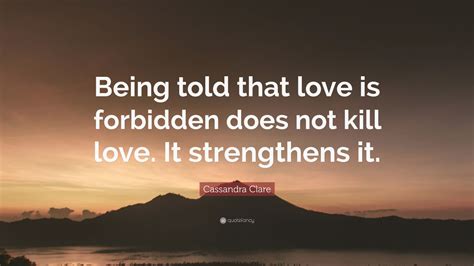cassandra clare quote “being told that love is forbidden does not kill love it strengthens it ”