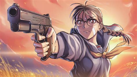 Brunette Braids Girls With Guns Women With Glasses Gun Anime