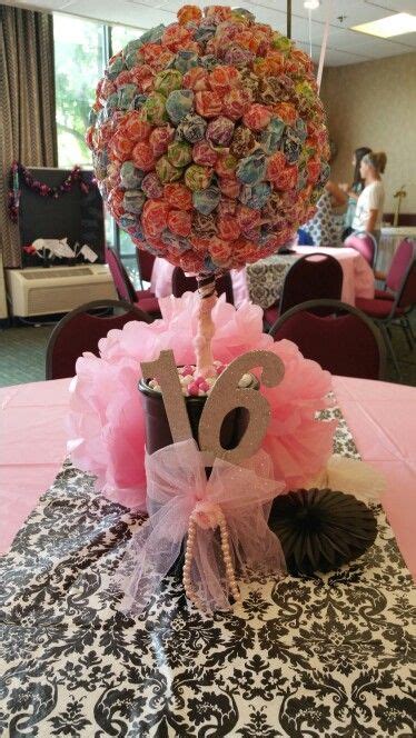 Whether you want to diy (do it yourself). Sweet 16 centerpiece idea made from lollipops | Sweet 16 centerpieces, Sweet 16, Sweet