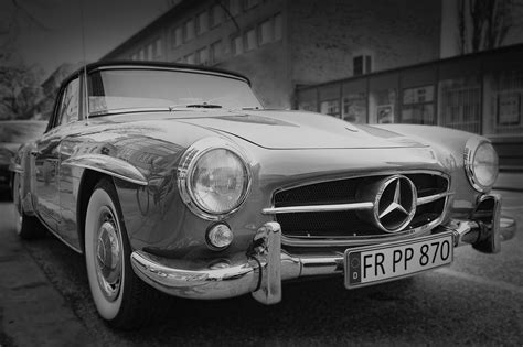 Free Photo Grayscale Photography Of Classic Mercedes Benz Car