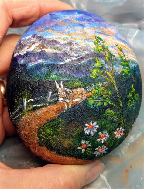 Acrylic Paint On River Rock Rock Painting Patterns Rock Painting
