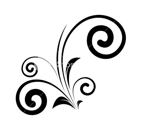 Decorative Swirl Floral Elements Silhouette Royalty Free Stock Image
