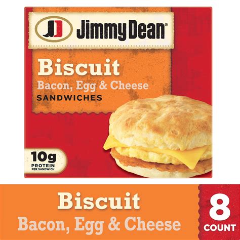 Jimmy Dean Bacon Egg And Cheese Biscuit Sandwiches 8 Count Frozen