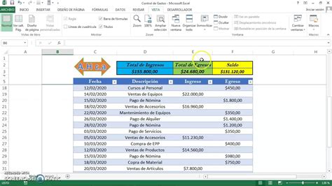 Excel Plantilla Din Mica Para El Control De Ingresos Y Egresos De