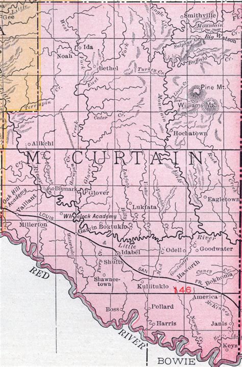 Mccurtain County Oklahoma 1911 Map Rand Mcnally Idabel Valliant