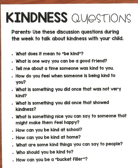 Kindness Questions Use These Discussion Questions To Talk About