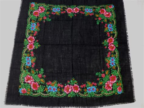 Black Shawl Russian Wool Shawl Vintage Shawl 1970s Etsy Vintage
