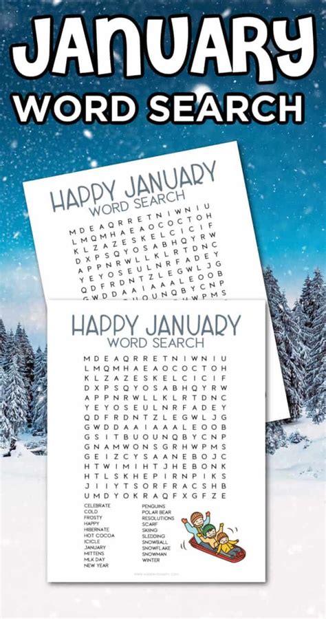 Free Printable January Word Search Made With Happy