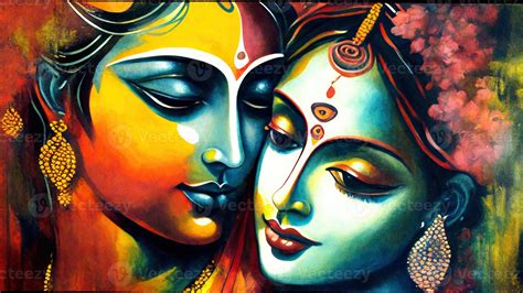 Radha Krishna In Love Painting Wall Art K Generative Ai Radha Krishna