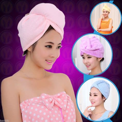 Blue Fast Drying Microfiber Hair Towel Wrapped Turban Turbie Twist Free