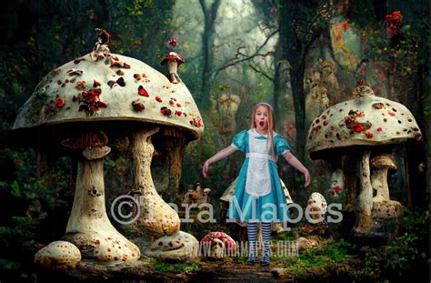 Alice Digital Backdrop Mushrooms In Forest Wonderland Mushroom Land