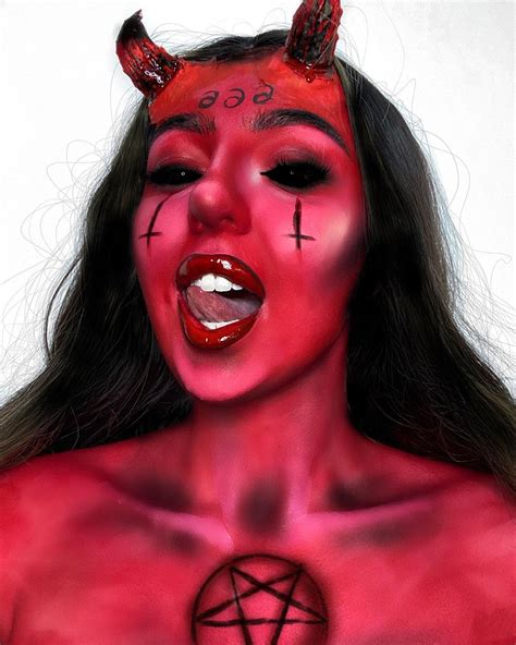 Devil Makeup Halloween Tiefling Female Female Demons Mermaids And Mermen Demon Girl Girls