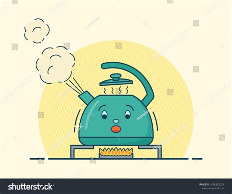 Boiling Kettle Character Flat Design Vector Stock Vector Royalty Free