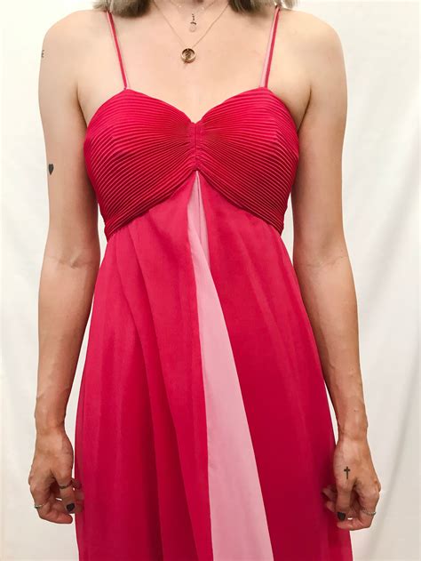 Vintage Y2k Hot Pink Prom Dress With Light Pink Paneling Etsy