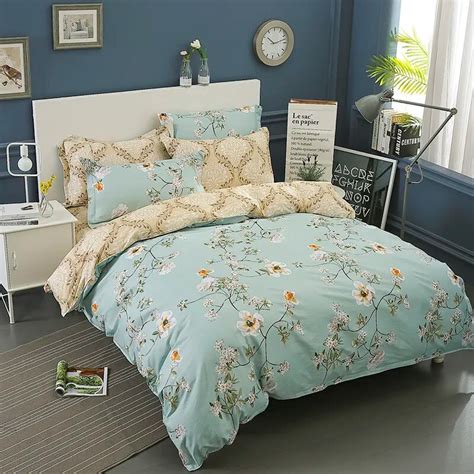 High Quality 100 Cotton Bedding Set Queen Size Floral Pattern Duvet