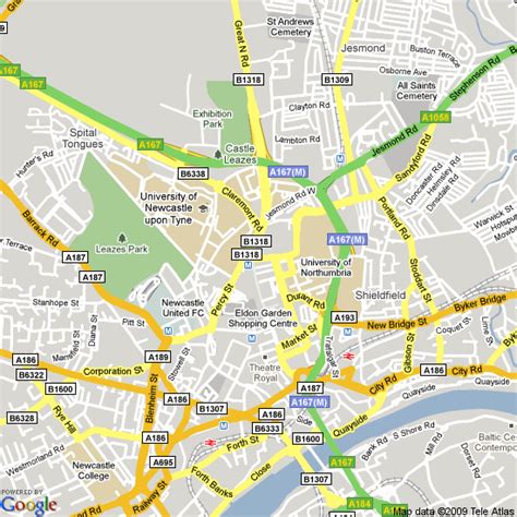 Map Of Newcastle Upon Tyne United Kingdom Hotels