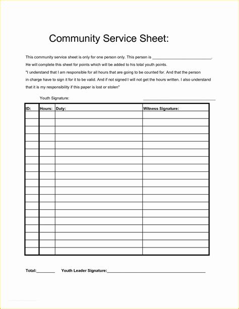 46 Free Community Service Form Template Heritagechristiancollege