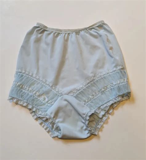Vintage Granny Nylon Tricot Mushroom Gusset Light Blue Lace Panties 0144 4200 Picclick