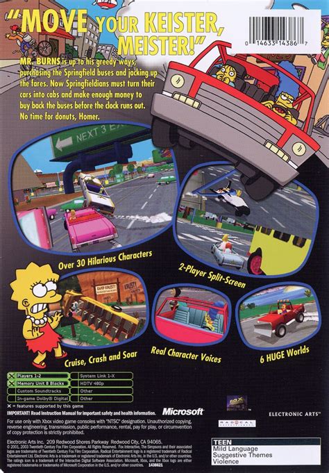 The Simpsons Road Rage 2001 Xbox Box Cover Art Mobygames