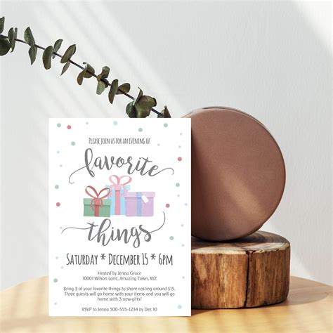 Favorite Things Party Invitation Instant Download Template Etsy