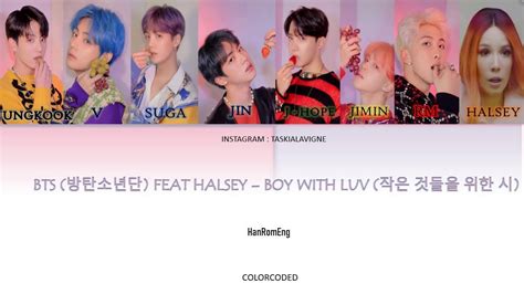 Bts Feat Halsey Boy With Luv Color Coded Lyrics Hanromeng Youtube