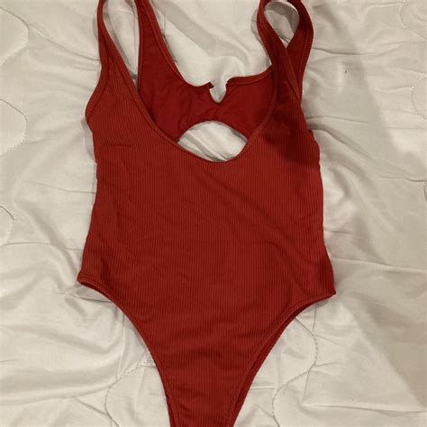 Womens Red Swimsuit One Piece Depop
