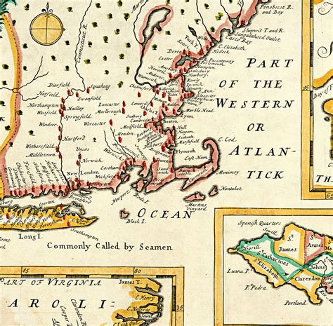 Plantations Of The English In America British Colonies 1700s Wall Map