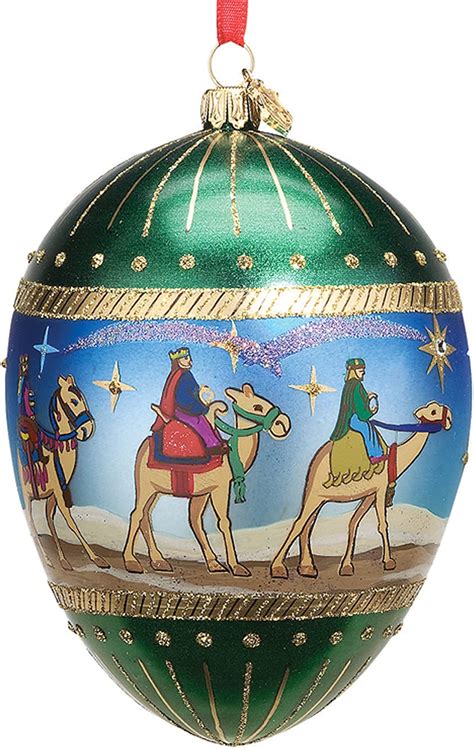 Reed And Barton Three Wisemen Egg Blown Glass Christmas Ornament Home And Kitchen