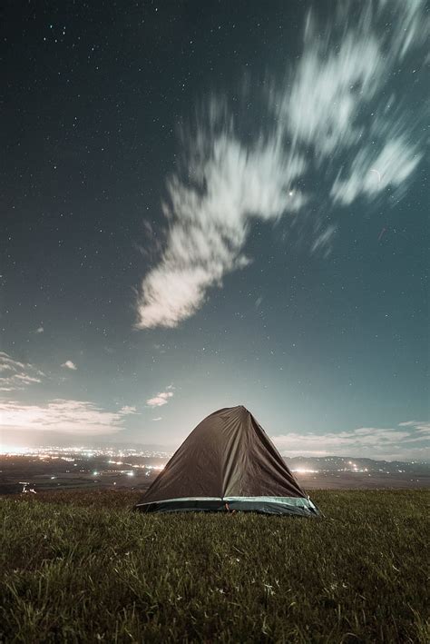 Tent Camping Nature Night City View Hd Phone Wallpaper Peakpx